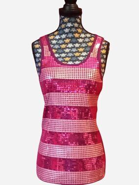 Majora purple sequin striped tank top